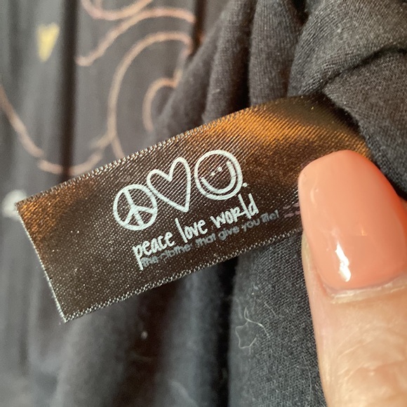 PEACE LOVE WORLD black Ganesha long lightweight top size MED - Picture 5 of 6
